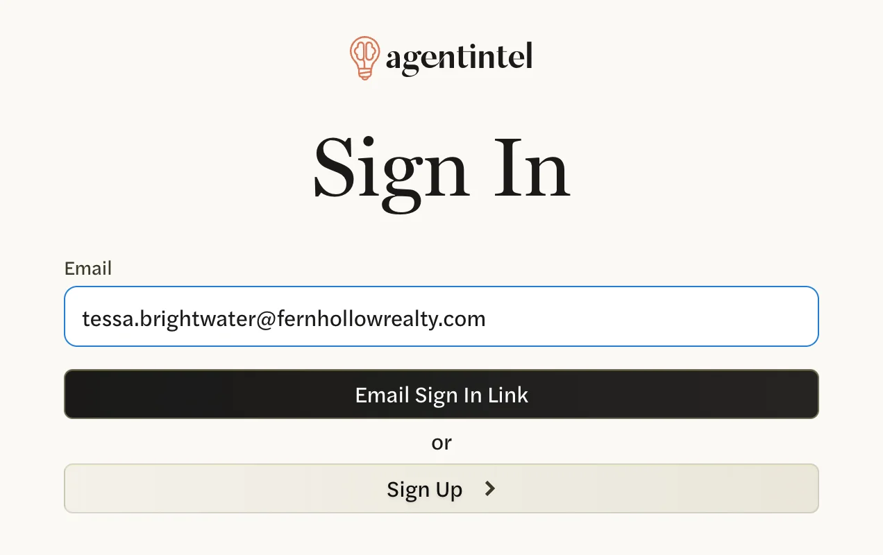 The Sign In page with an email address entered in the Email box