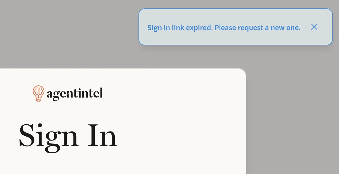The Sign In page with the message Sign in link expired. Please request a new one. at the top right