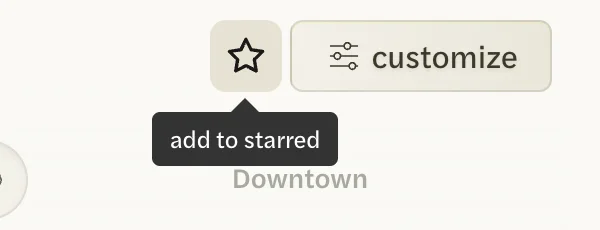 The star at the top right of a home's page, labeled add to starred, beside customize